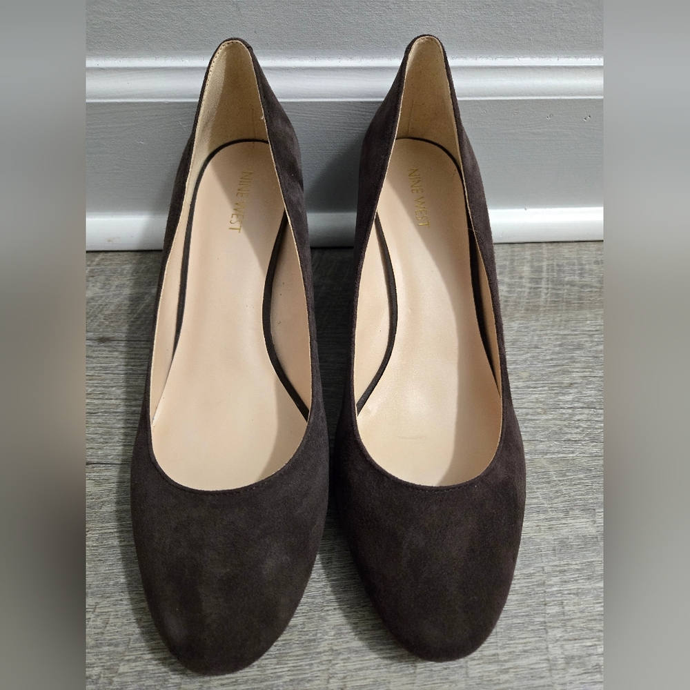 Nine West Ispy Wedge Pumps Brown Suede Heels Women’s Size 10
